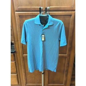 NWT‎ Arrow Hamilton Polo Shirt Mens Small Light Blue Cotton Short Sleeve Checked